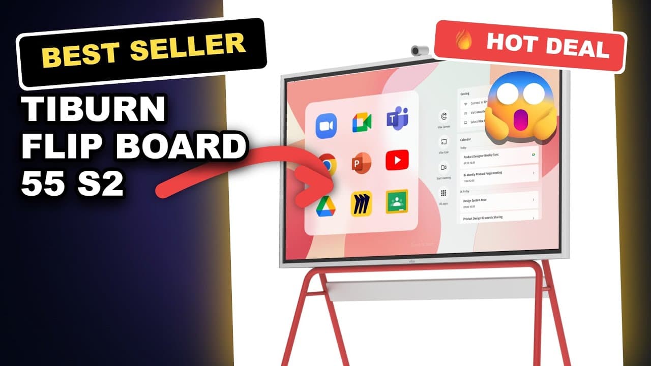 TIBURN Flip Board 55 S2 Smart Board Review: 4K UHD, Rotatable, and Auto Framing Camera!