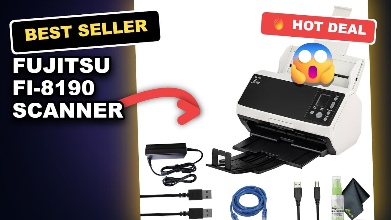 Fujitsu Fi-8190 Scanner Review: Actually Good for 90PPM Duplex Scanning? review video